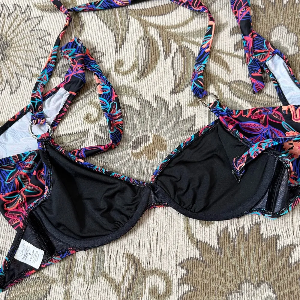Venus Bikini Swimsuit 2pc Colorful Tropical Floral Flamingo 32D 34C 36B 10 - Image 5
