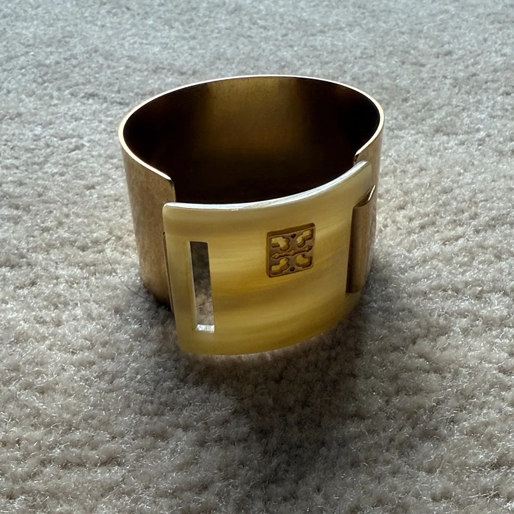 Tory Burch Gold and Cream Wide Cuff - Image 3