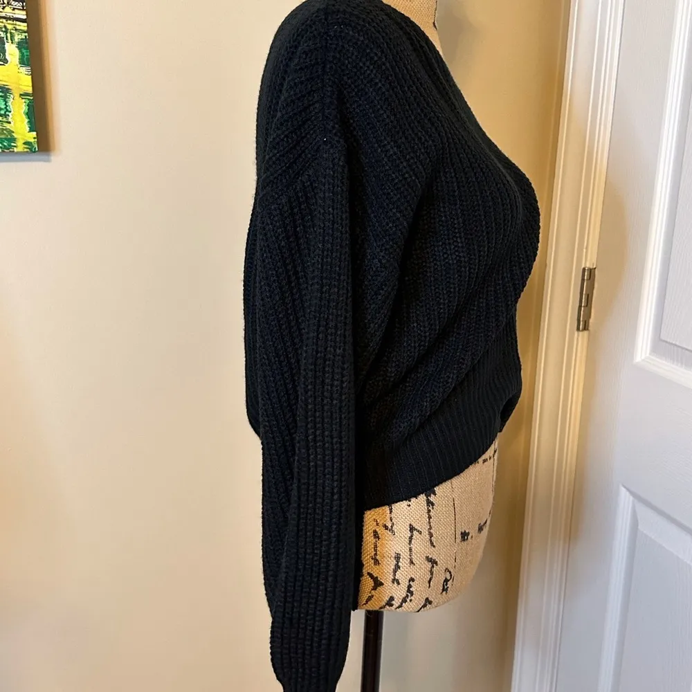 Women's Sweater Solid One Shoulder Sweater Size M Black Size M - Image 3