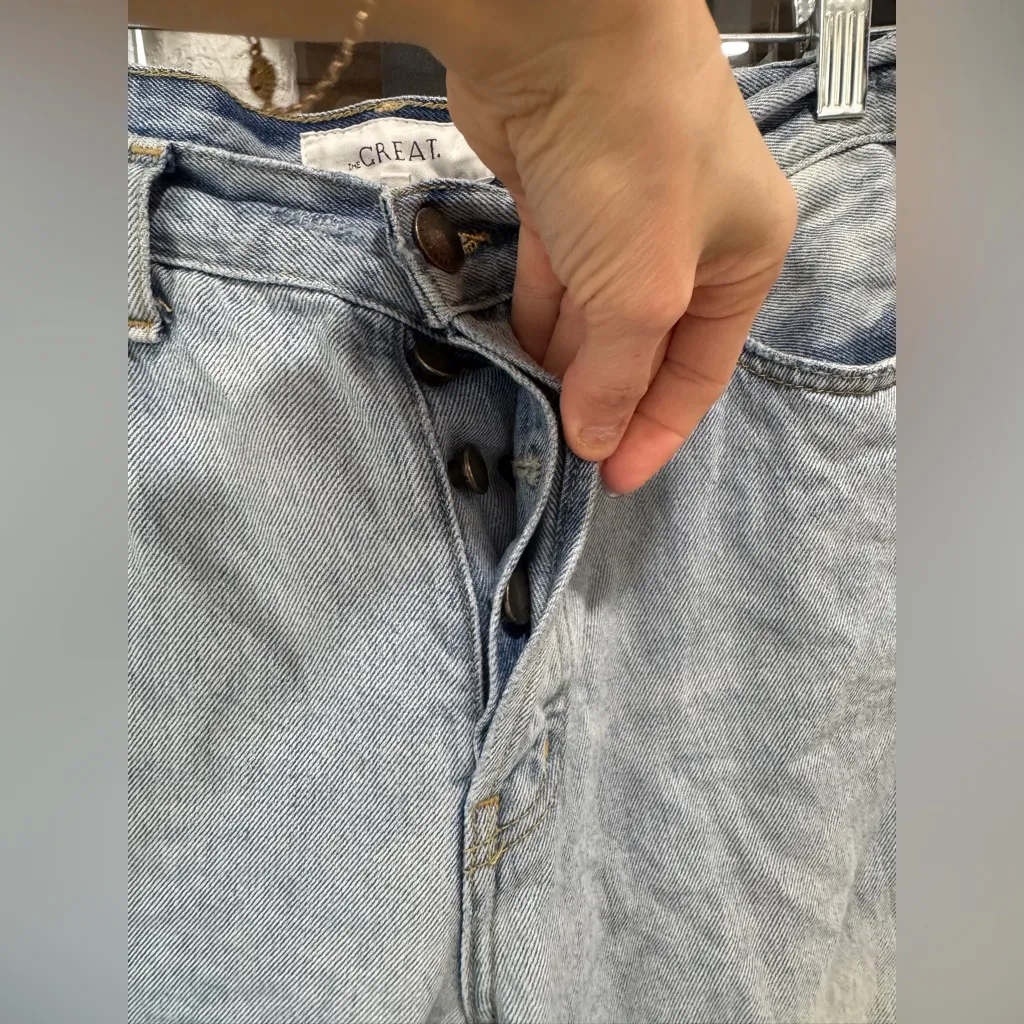 The Great. Wayne Jeans Kentucky Wash distressed frayed straight crop high rise Blue Size 28 - Image 11