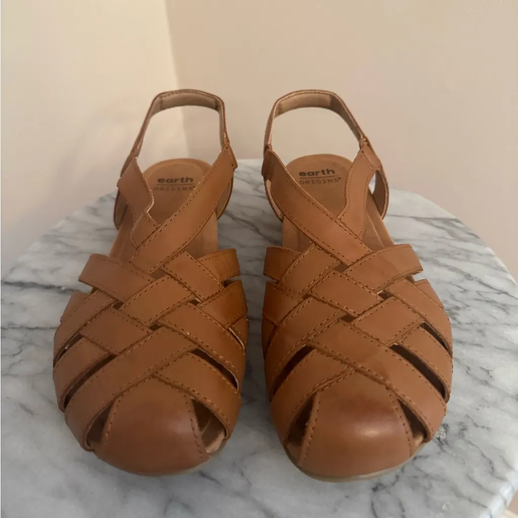 Earth Origins Berri Woven Casual Round Toe Slip On Sandals Size 10 Brown - Image 3