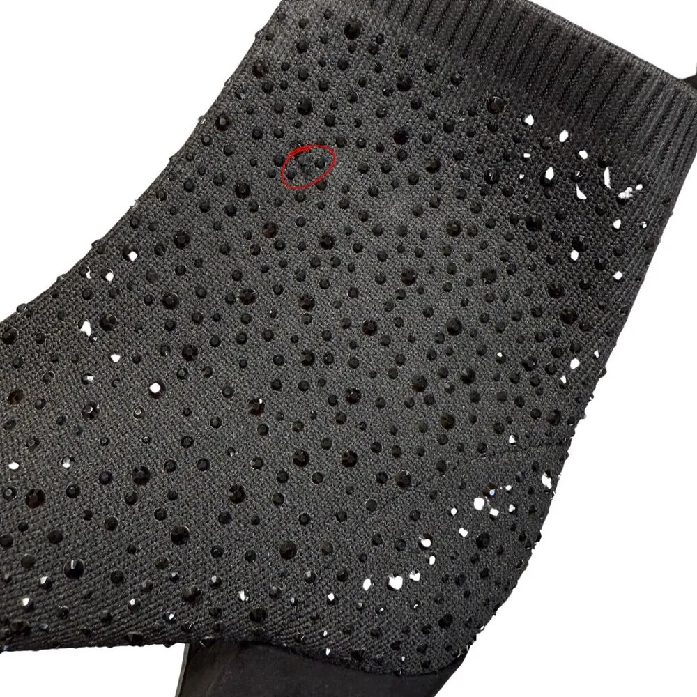 Kenneth Cole Reaction Ranya Rida Stretch Rhinestone Jewel Sock Booties 8 Black - Image 7