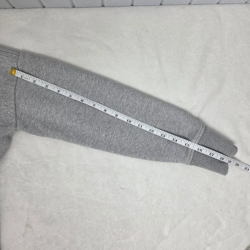 Athleta heathered gray fleece lined open front hooded heavy cotton cardigan coat - Image 3