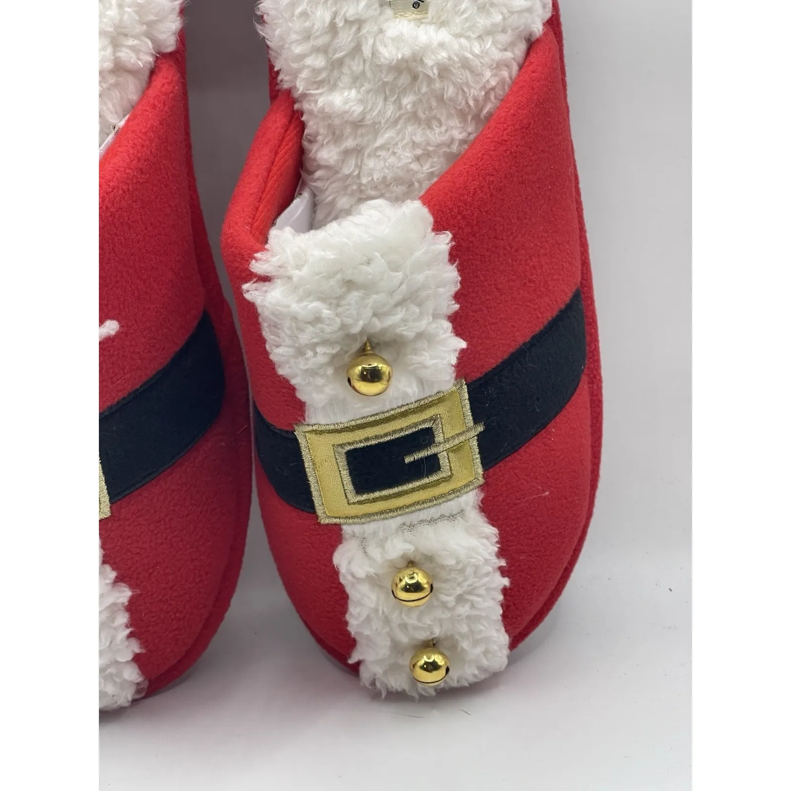Dearfoams Santa Belt Memory Foam Slippers Red/White Size W 11-12 M9-10 BinR - Image 3