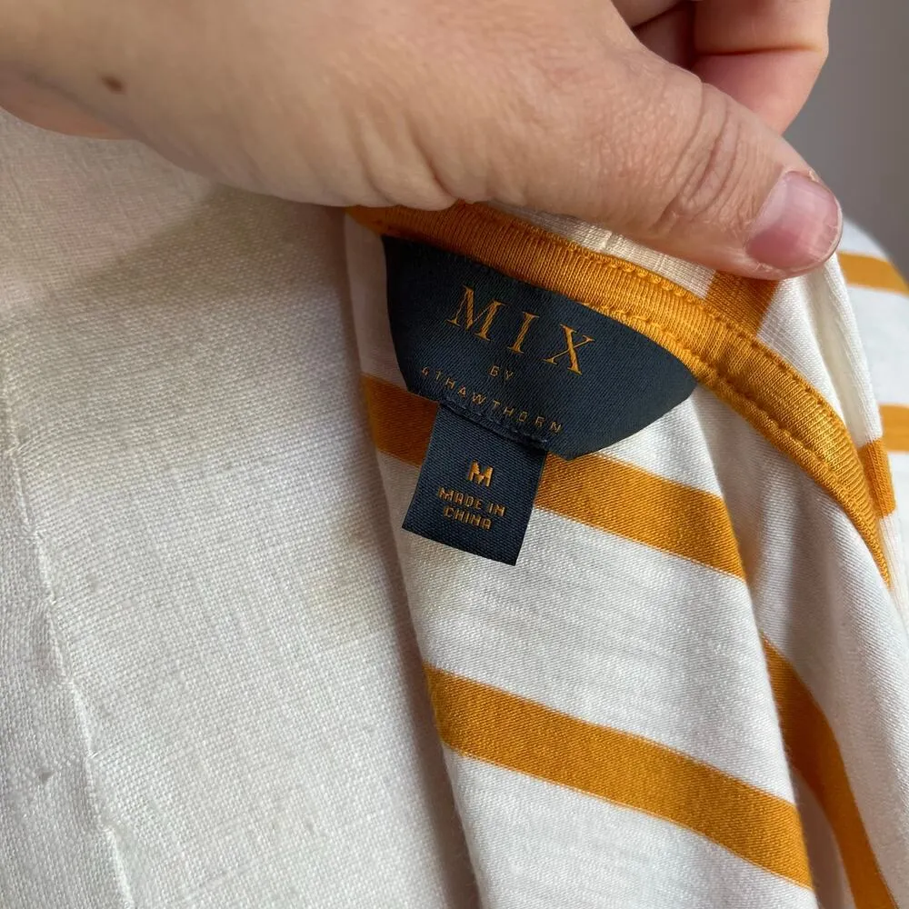 Mix by 41 Hawthrone Cream & Mustard Yellow Open Striped Cardigan Sz M Size M - Image 5