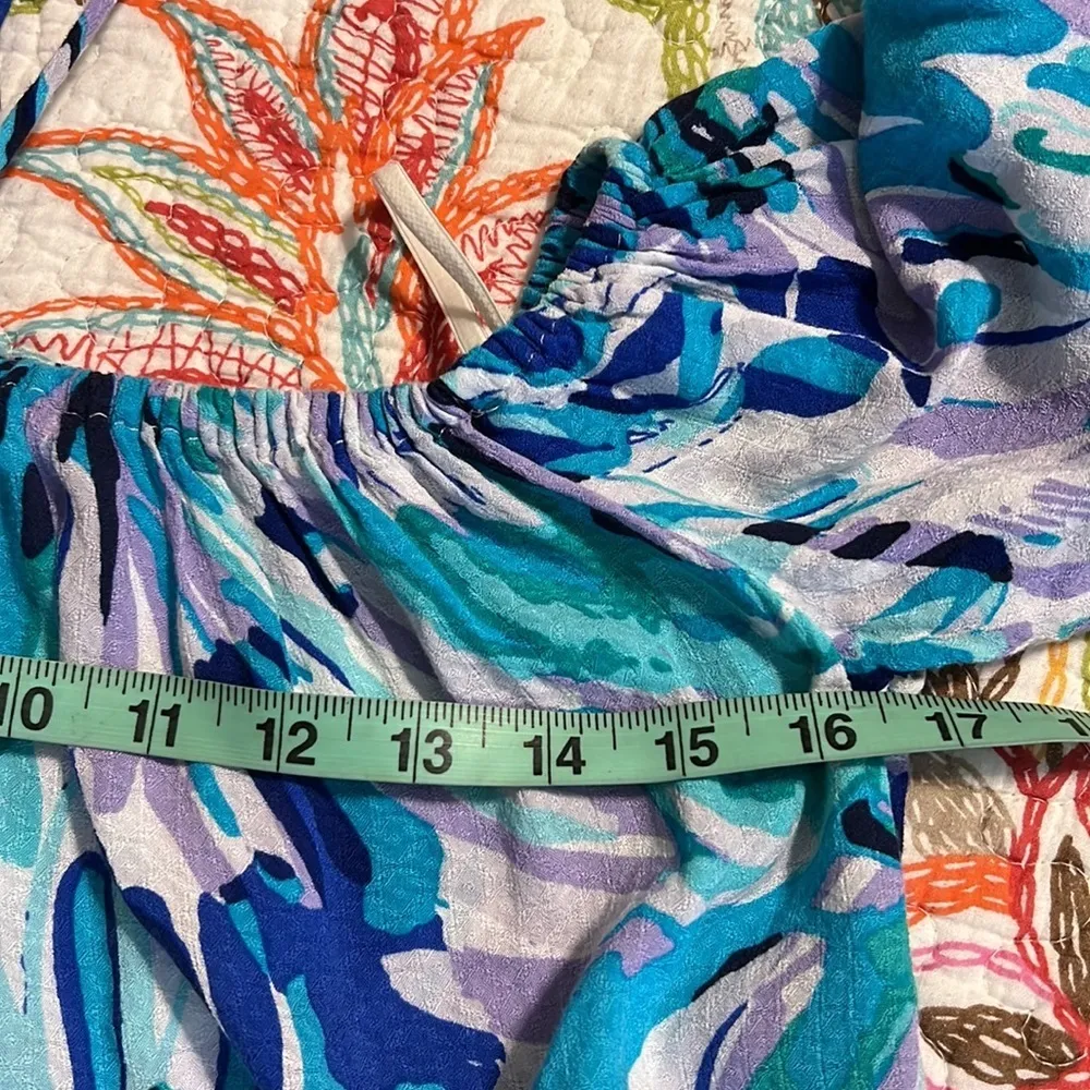 Lilly Pulitzer XXS womens off the shoulder blouse tropical print blues purples - Image 6