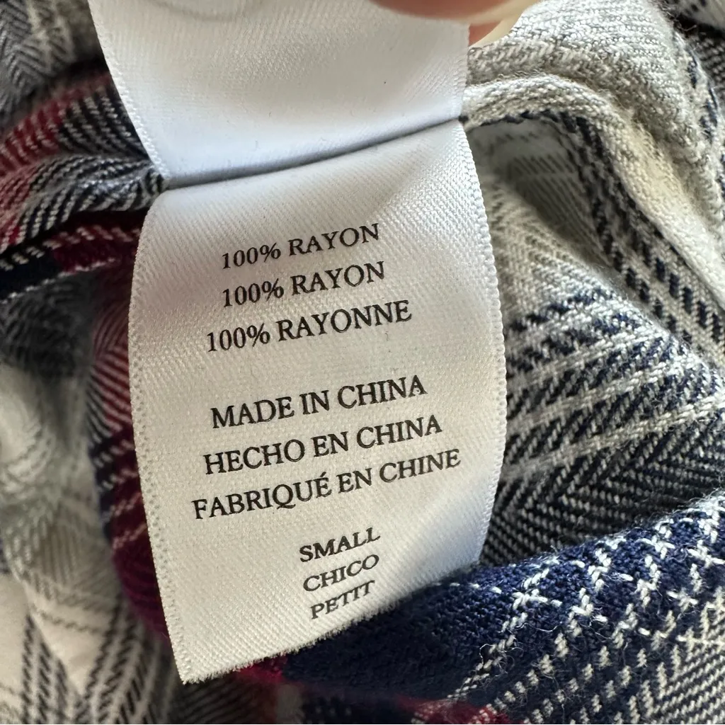 Rails Plaid Flannel Long Sleeve Shirt Dress Tie Waist Size S - Image 5