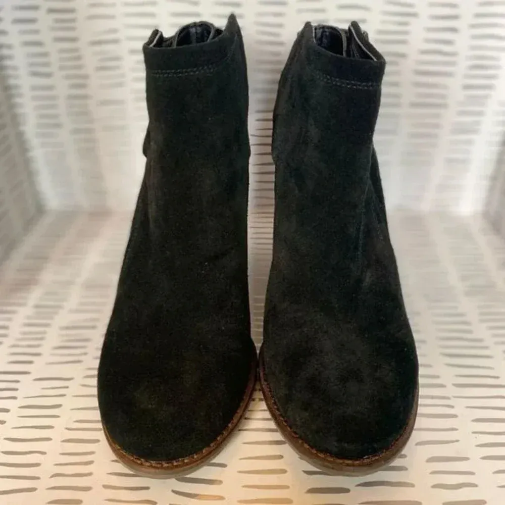 Lucky Brand Yasine‎ Black Suede Slip On Ankle Booties Womens Size 6 Wedge Heel - Image 3