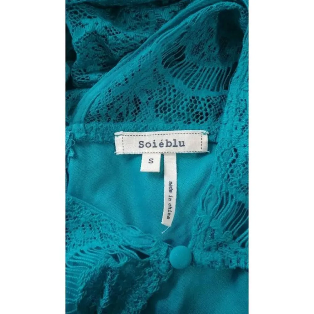 NEW Soieblu ModCloth Turquoise Blue Lace Asymmetric Hem Dress Small - Image 7