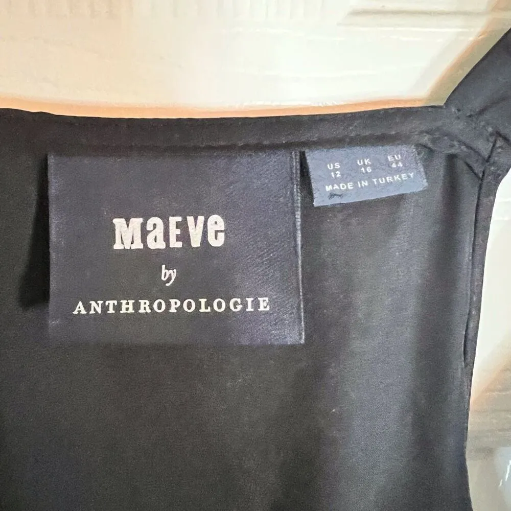 Anthro Maeve NWOT Black‎ Slinky Tank Camisole Size 12 Coquette Flirty Staple - Image 6