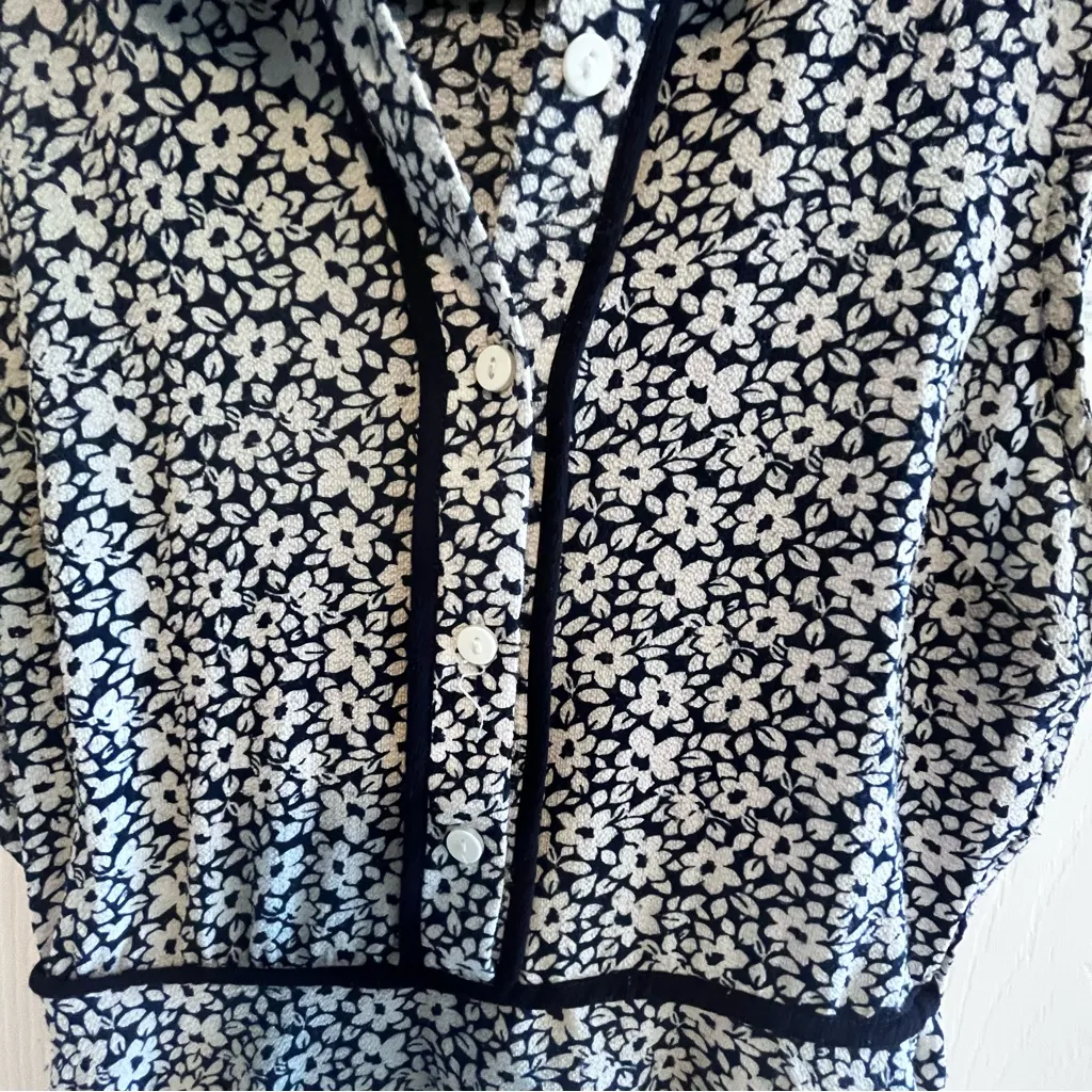 Monteau Black and White Floral Mini Dress Small CottageCore Vibes Preppy - Image 10