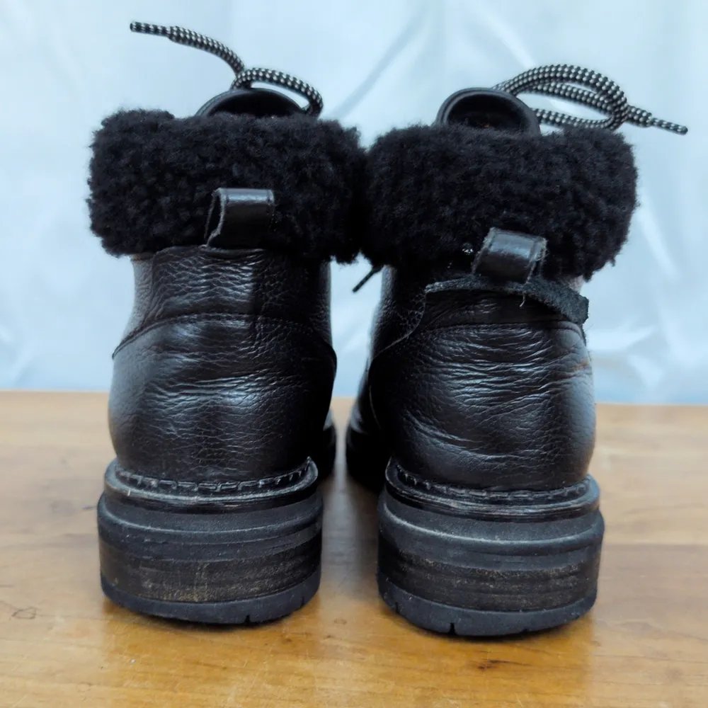 M. Gemi Italian Made Black Leather with Shearling cuff Alpine Fashion Boots 40 Size 9 - Image 6