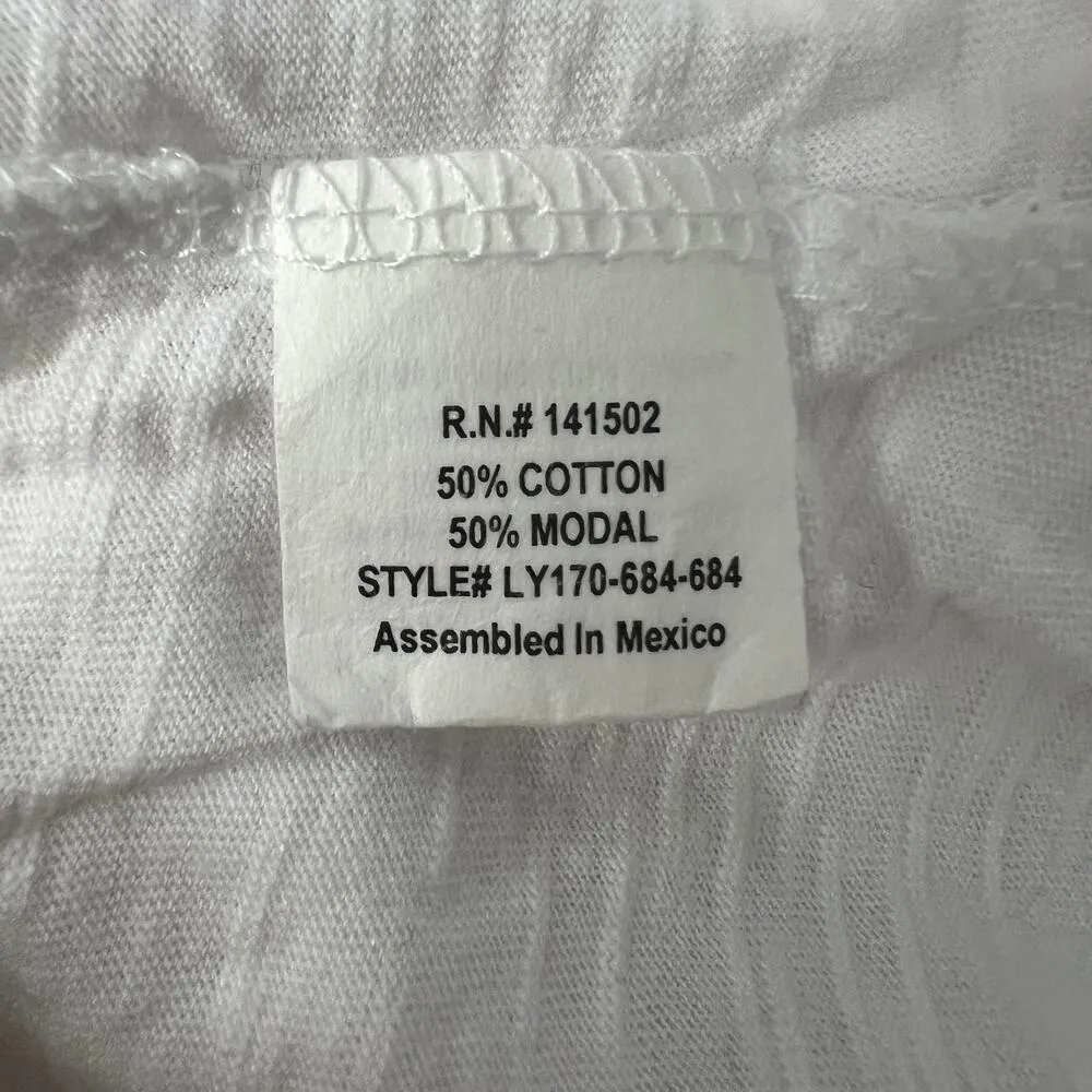 Cloud Dancer White Henley Peplum Women's Top Size Large Pullover Beach Romantic - Image 9