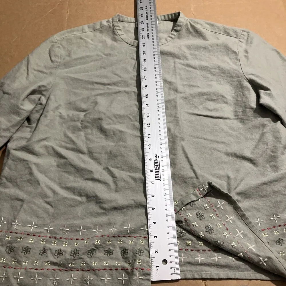 DressBarn Green Button Up Shirt 3/4 Sleeve, Size 18/20W Embroidered, Plus Size - Image 5