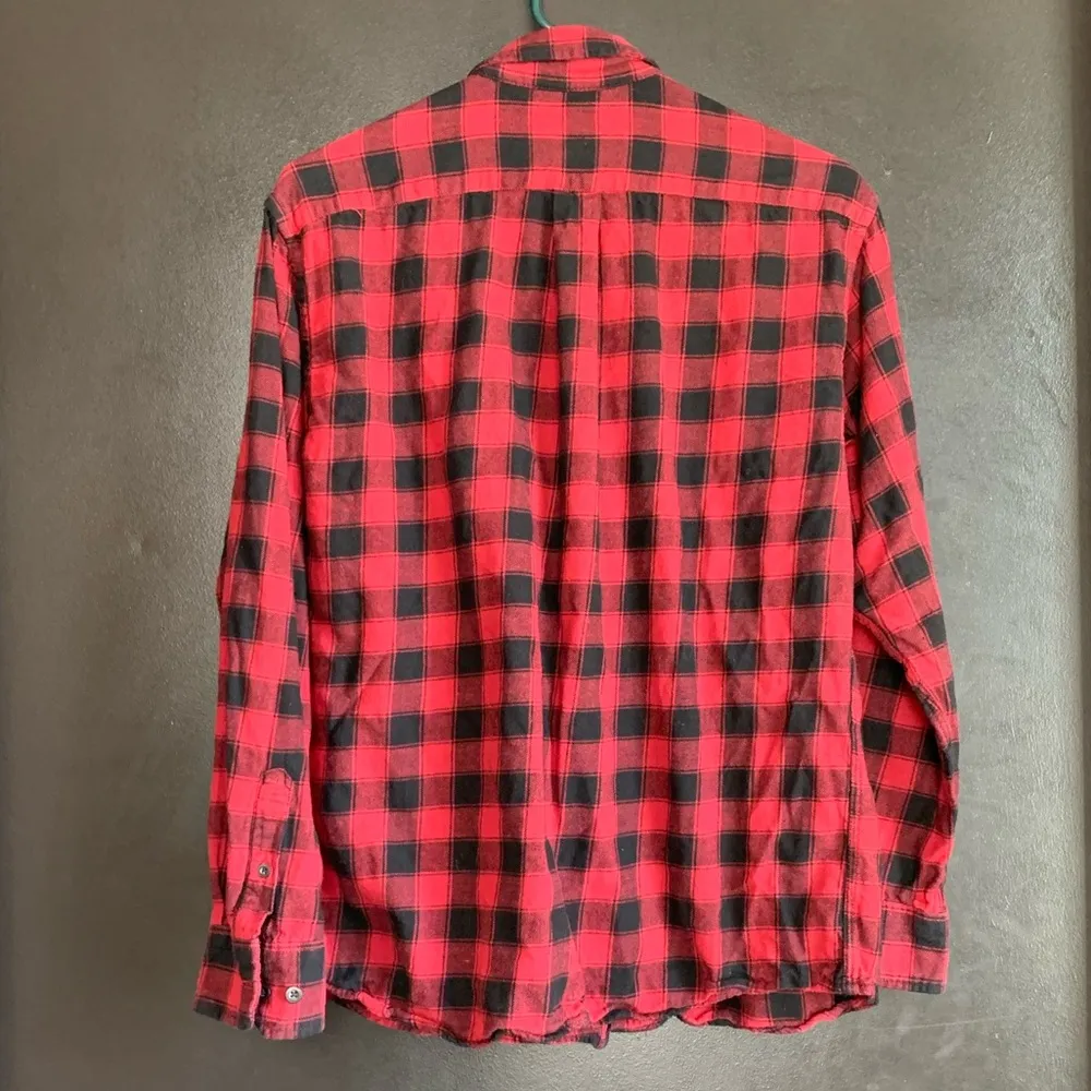 Merona Red Plaid Button Down Flannel Shirt women Medium soft cozy - Image 2