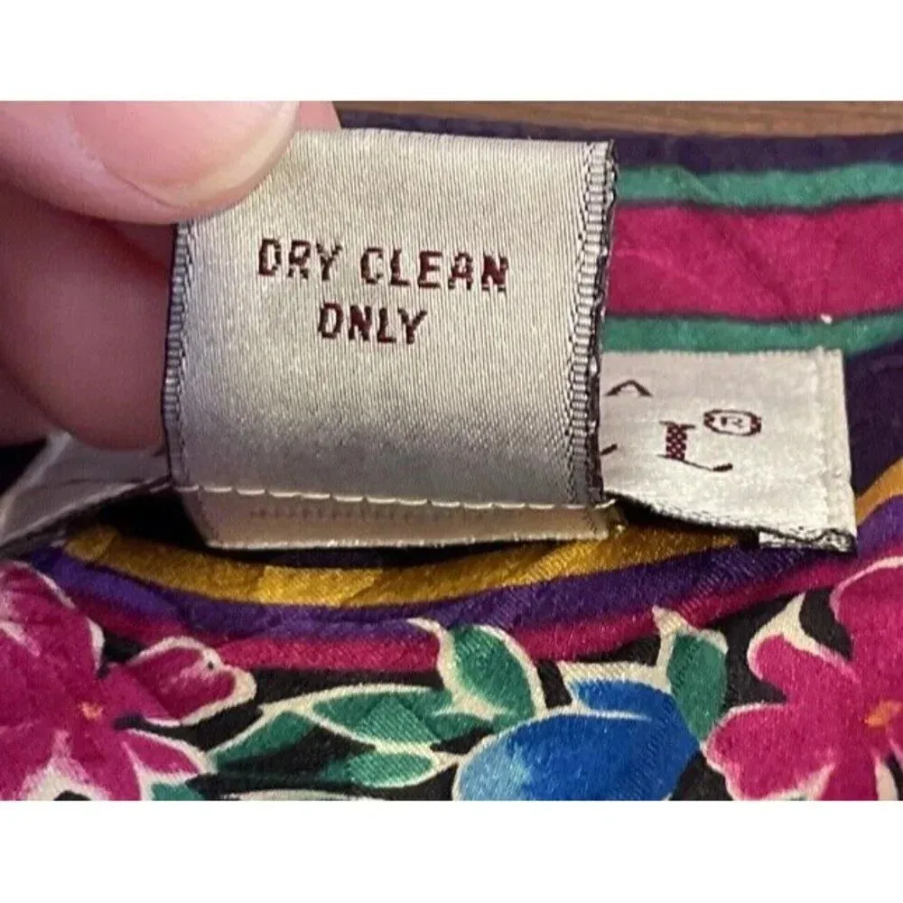 Adrianna Papell 12 Silk‎ Hook & Eye Button Colorful Floral Shirt Granny Boho VTG Purple - Image 9