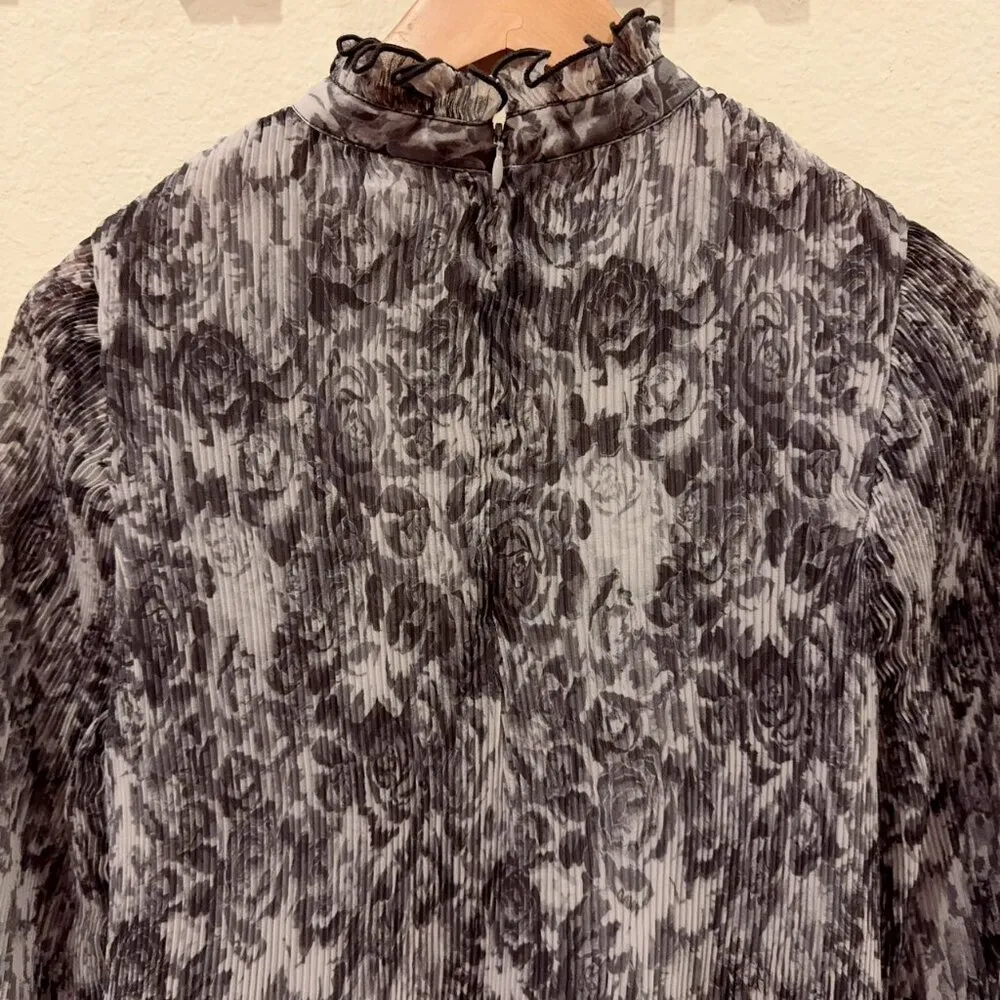 GANNI Floral-print plissé crepe de chine midi dress - Image 7