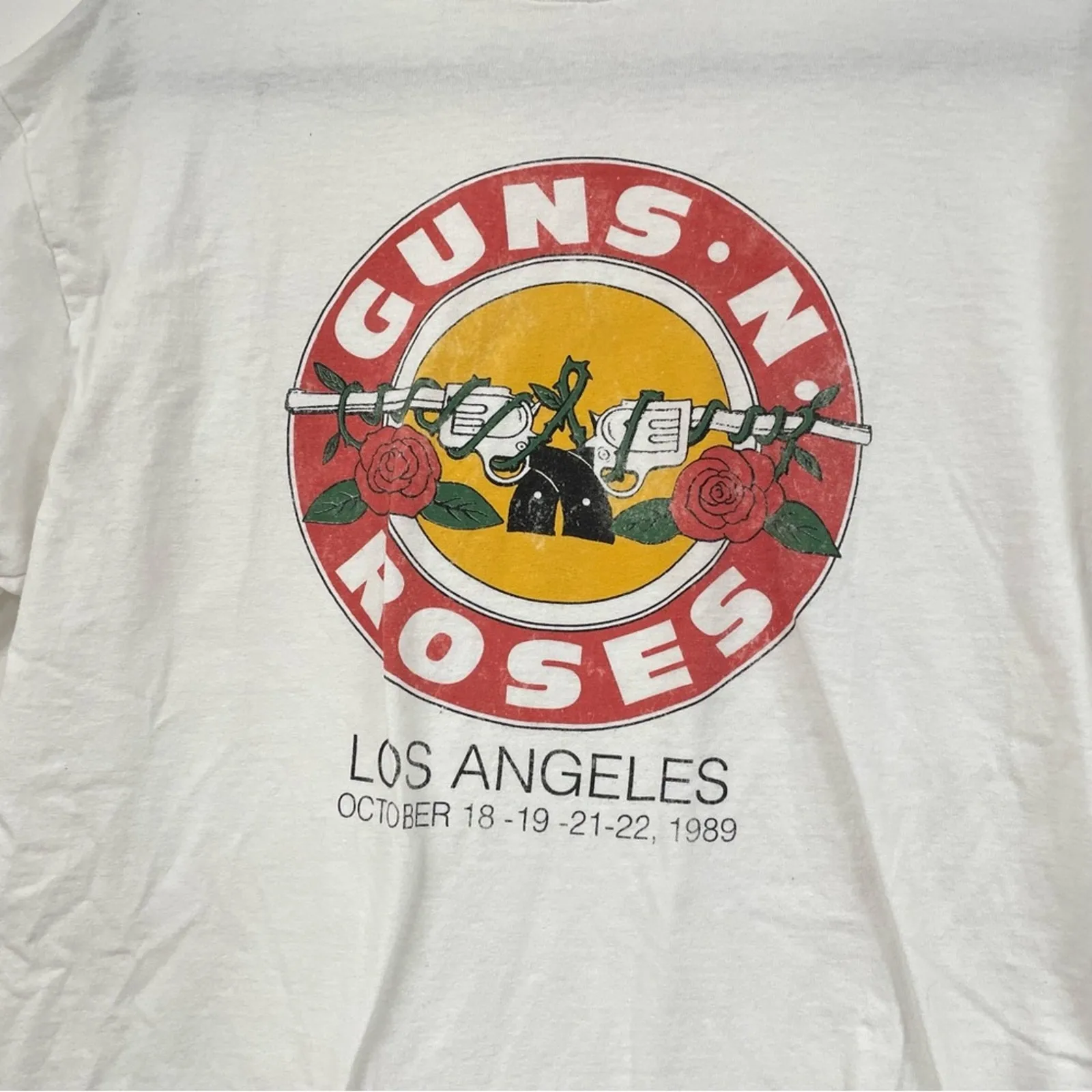 Guns N Roses White Womens Graphic Band Tee L Short Sleeve Size L - Image 2