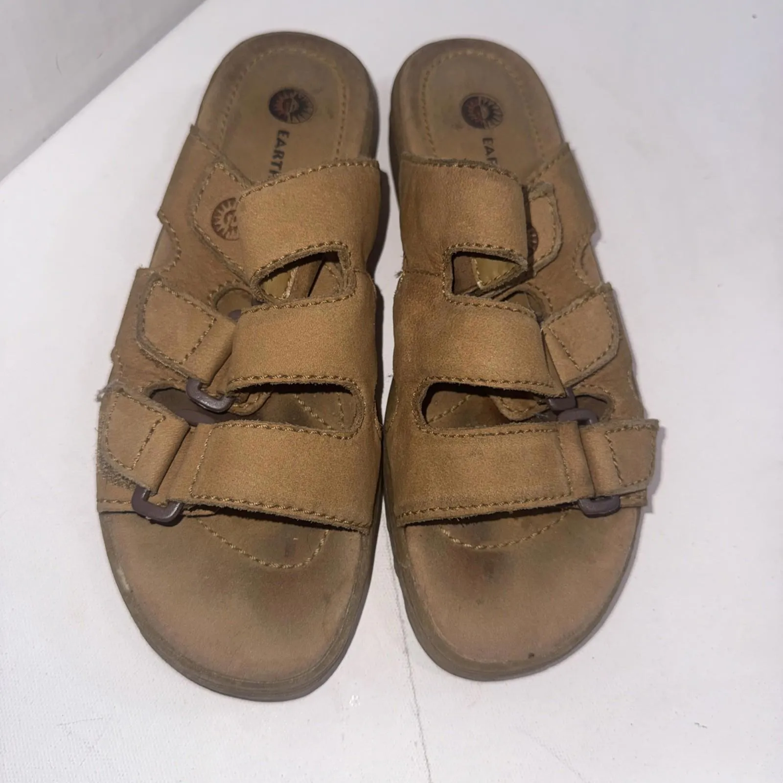 Earth Spirit Wedge Slide Slip On Leather Gorpcore Boho Hippie Nature Sandals 7.5 - Image 7