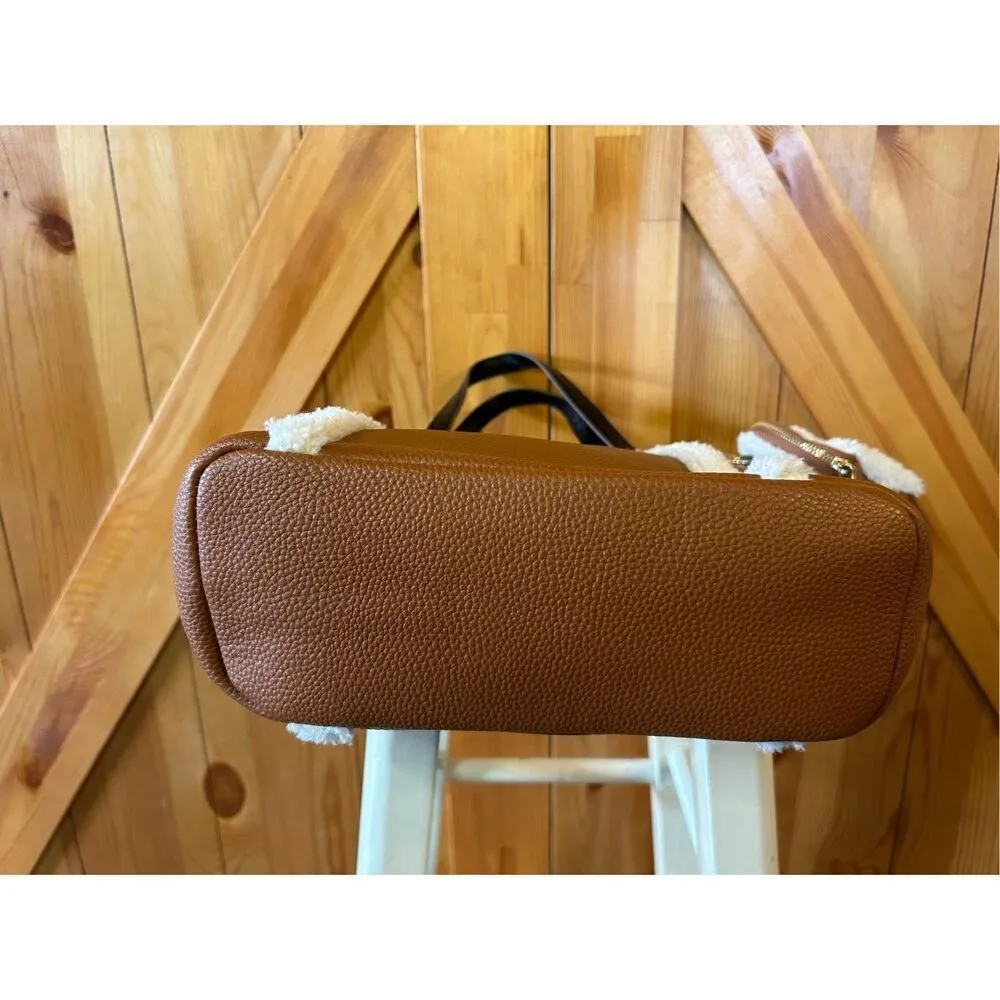 ANNE Klein Women Camel color Faux leather Faux Shearing Small Totes Bag handbag - Image 8