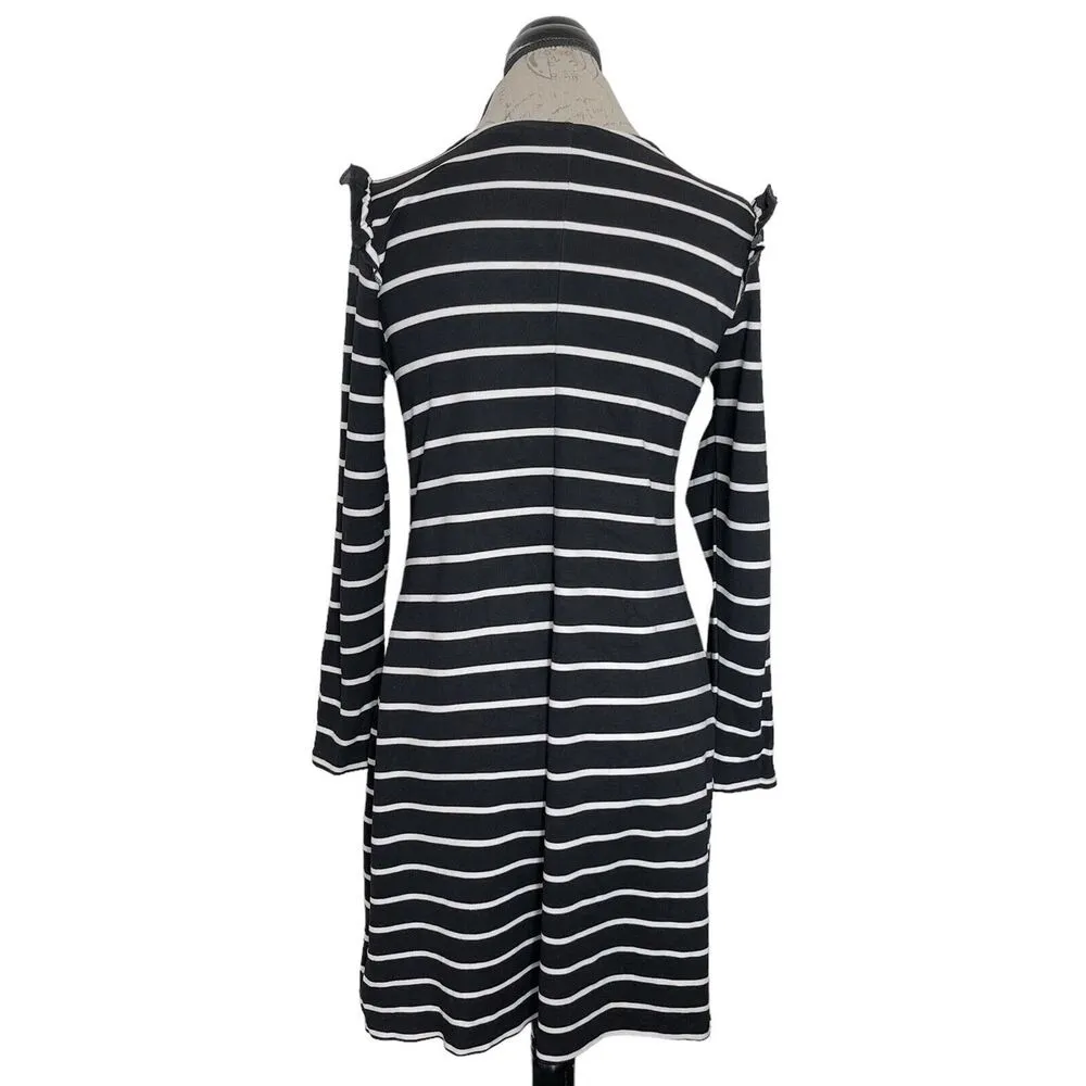 Old Navy Womens Dress Sz Small Striped Ruffle Preppy Punk Gothic Emo Skater - Image 4