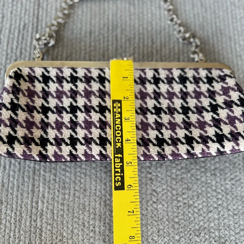 Vintage Y2K Apt. 9 White Black Purple Houndstooth Rectangular Chain Strap Purse - Image 8