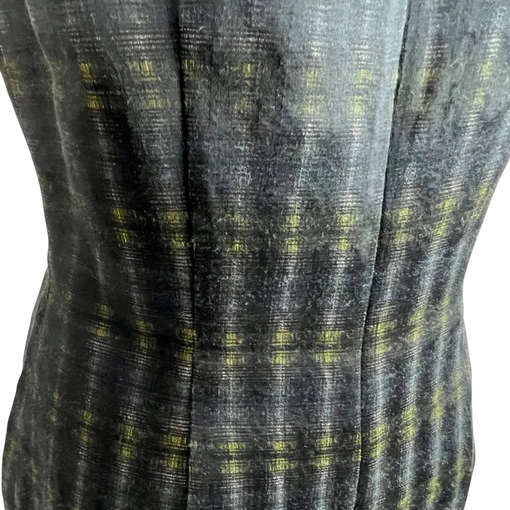 Chic Hilton Hollis Minimalist Plaid Shift Dress 6 Italian Fabric Neutral Muted Gray - Image 5