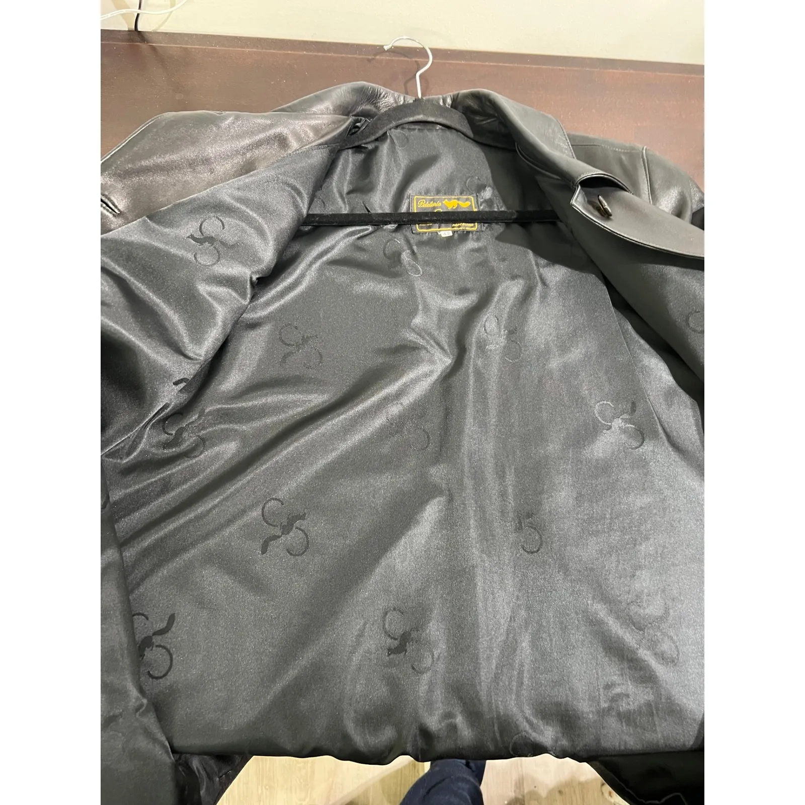 Peletaria Solsona Spain Black Leather Jacket Western Style Button Front Size 42 - Image 9