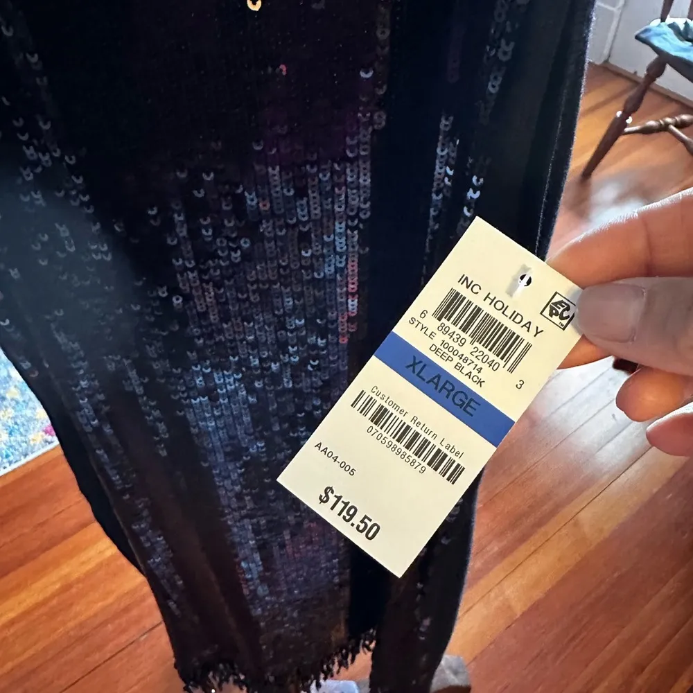 INC Sequin Fringe Jersey dress sz XL Black - Image 4