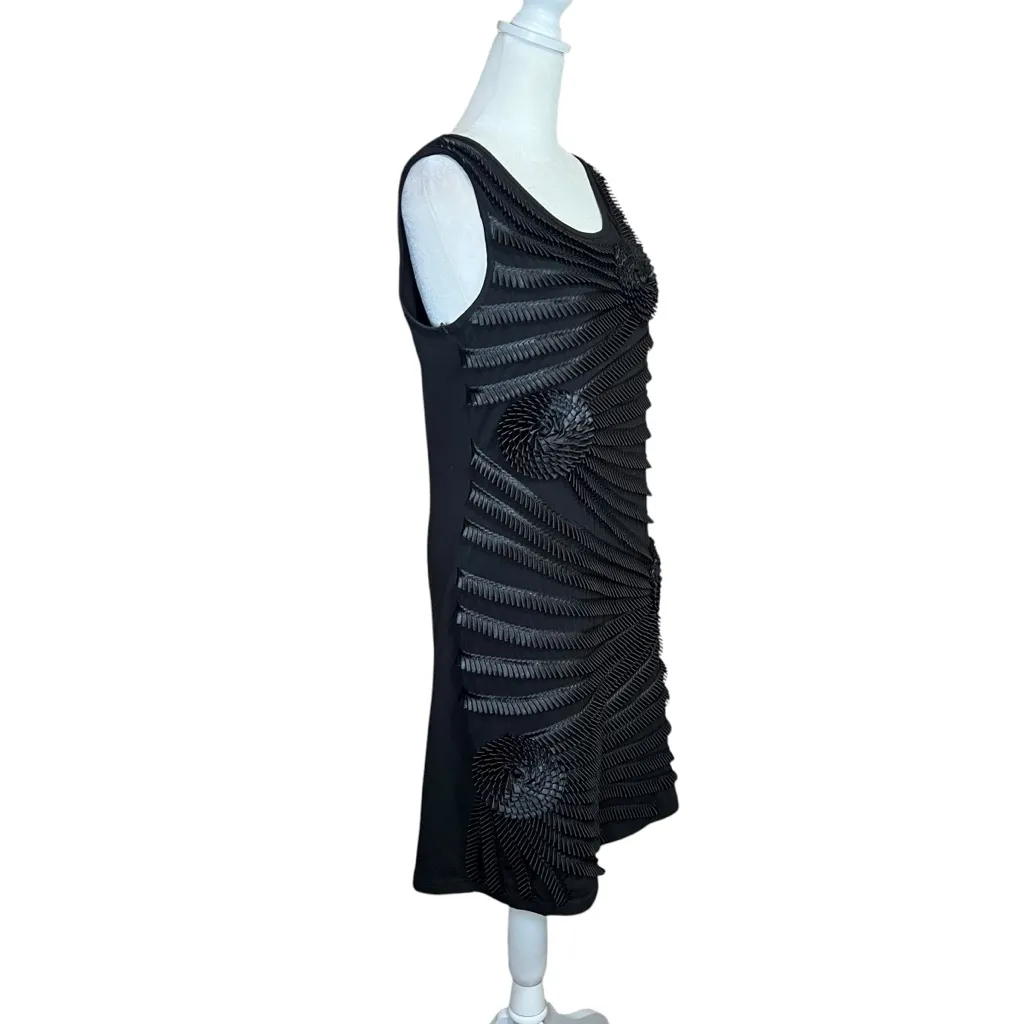 VTG Y2K Lauren Michelle Black Sleeveless Dress 3D Origami Embellished Funky Sz M Size M - Image 6