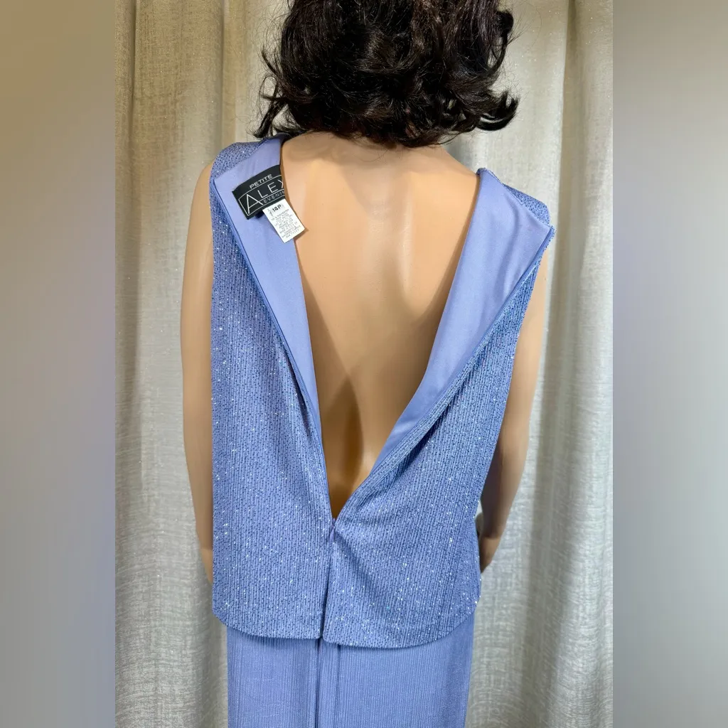 💜 Alex Evenings 2-Piece Lavender Blue Shimmer Set – Size 14 Petite - Image 10