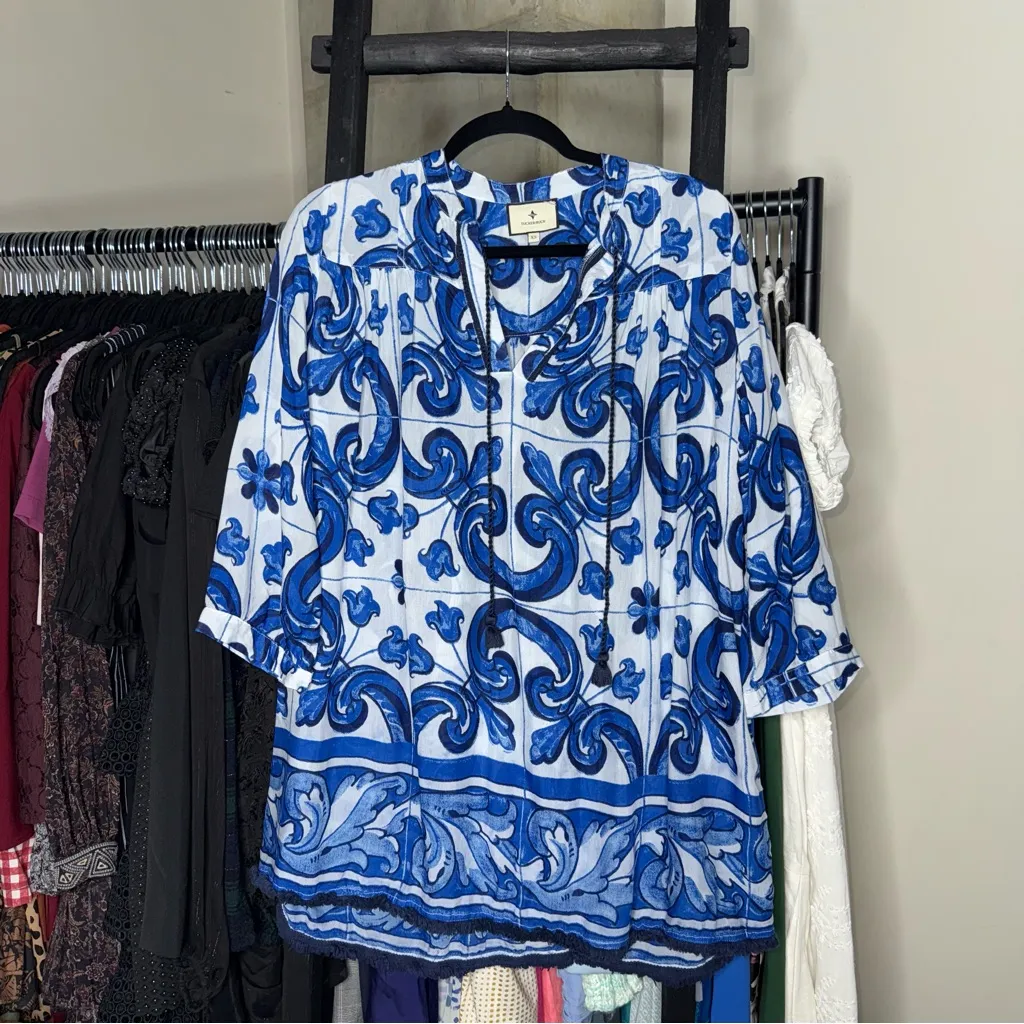 Tuckernuck Capri Blue Majolica Tile Bondi Coverup Dress - Image 6