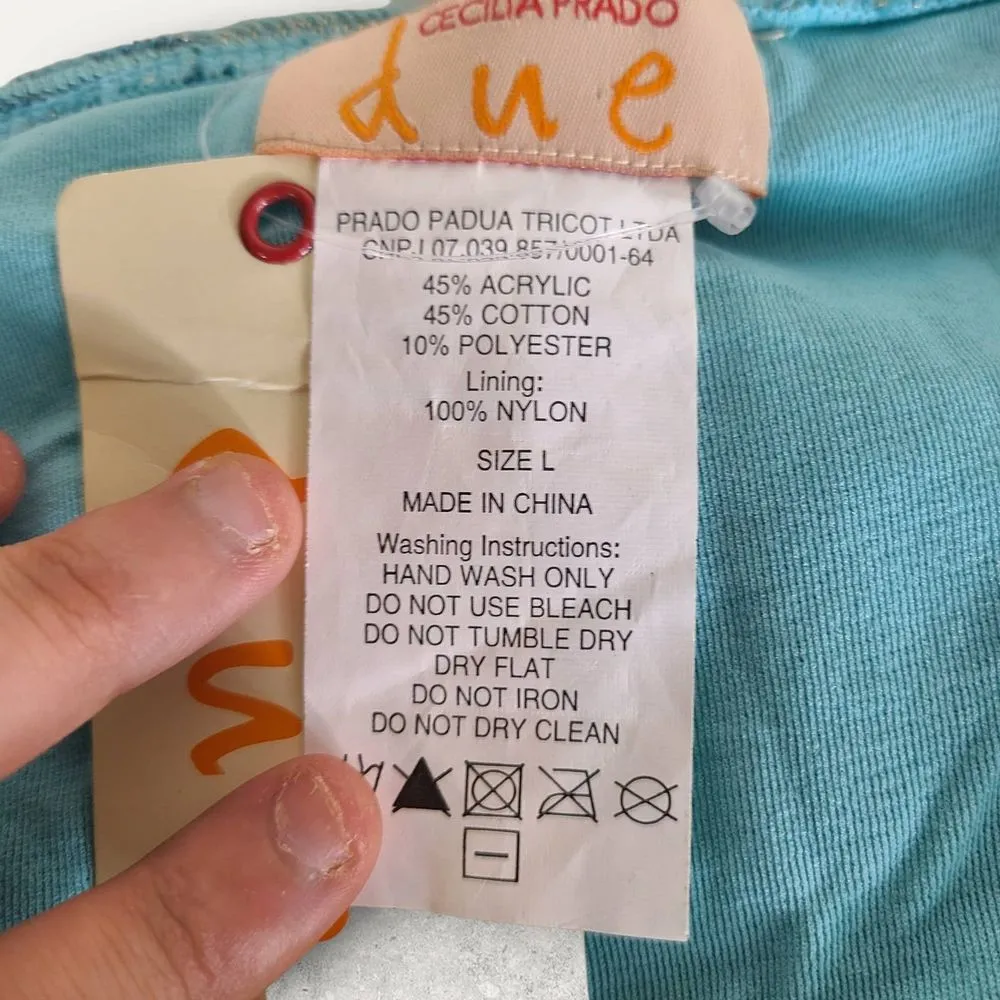 NWT Cecilia Prado Blue Aqua Silver Foil Cotton Blend Bikini Bottoms Size Large - Image 5