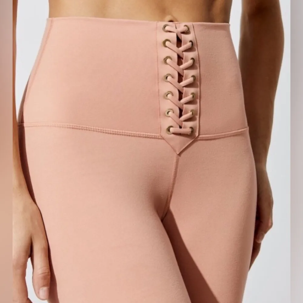 WeWoreWhat high waist lace-up peach/tan leggings size/S - Image 3