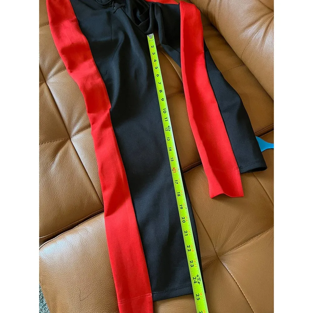 Lovers + Friends Johnny Joggers Black and Fire Red Lace Up Sporty Pants Sz Small - Image 12