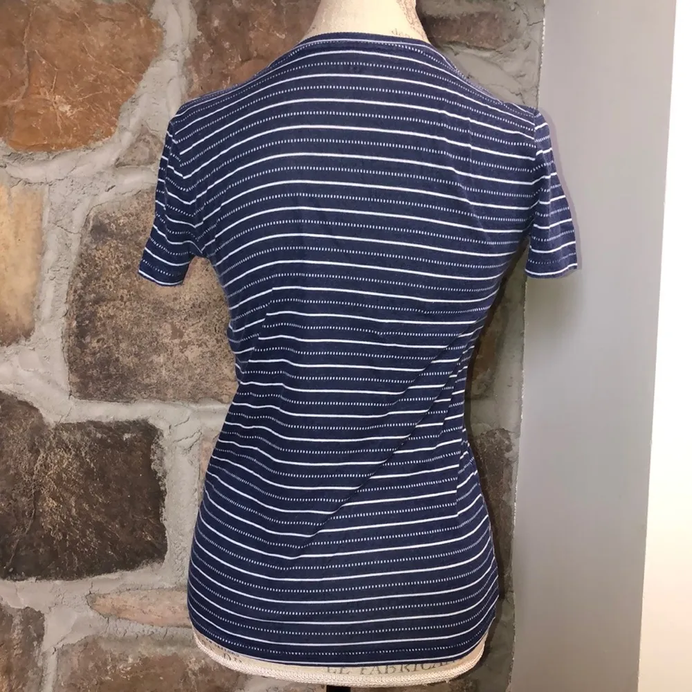 BDG  Navy Striped v neck tee - Image 3