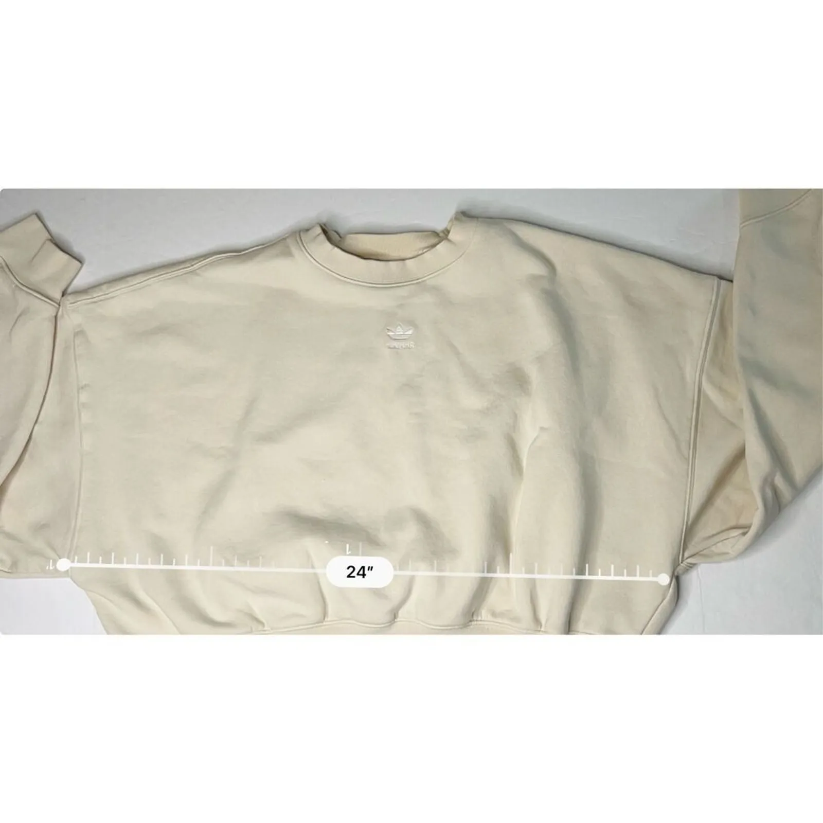 Adidas Feelcozy Essential Logo‎ Sweatshirt  8 Cream Loose Fit Soft Sportswear - Image 7