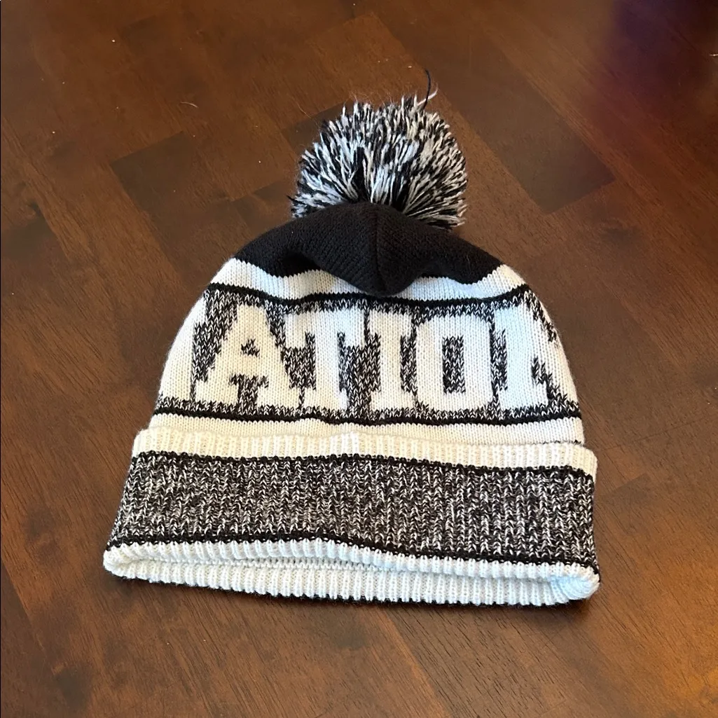 Victoria's Secret Black and White Pom-Pom Beanie - Image 2