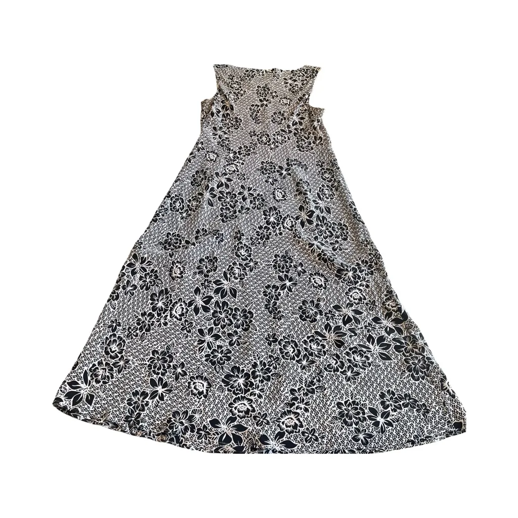 VTG Charter Club Silk Floral Maxi Dress Fairy Whimsi Black Floral‎ Women’s 12 - Image 3