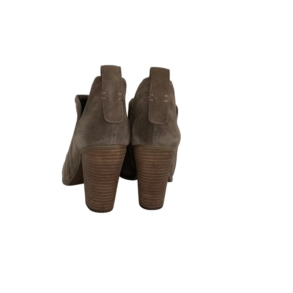Vince Camuto Francia Suede Bootie Taupe Stacked Block Heel 8.5  Ankle Boots - Image 5