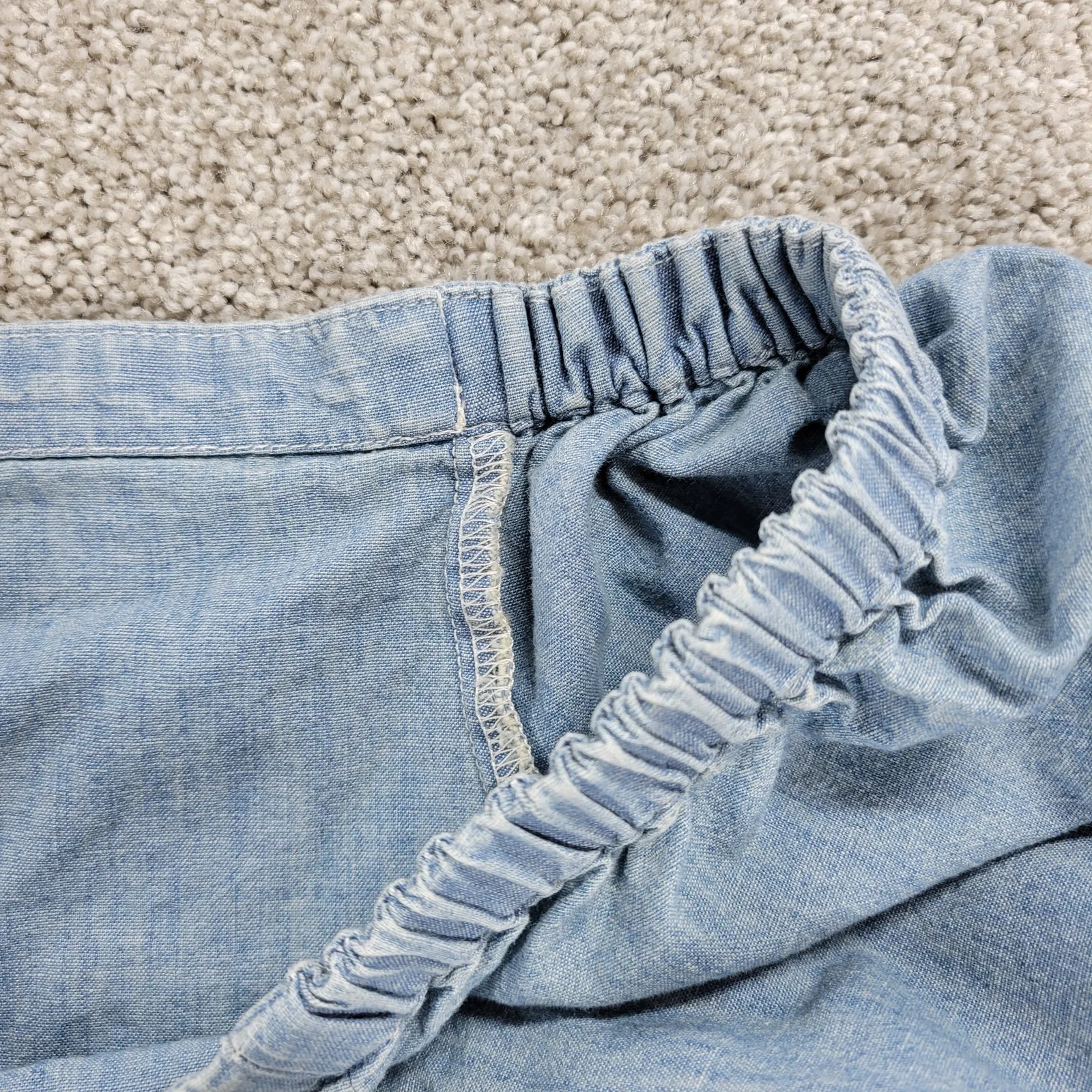 Lauren Ralph Lauren Chambray Off Shoulder Top‎ Womens XL Blue Denim Bell Sleeve - Image 6