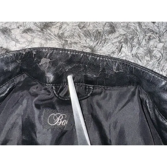 Baccini Faux Leather Jacket Women Medium Petite Motorcycle - Image 13
