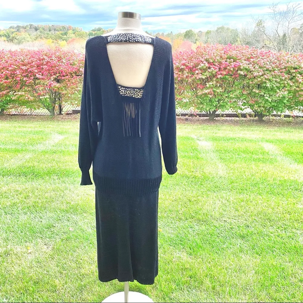 Shanna Vintage Black Knit Skirt & Sweater Set - Image 8