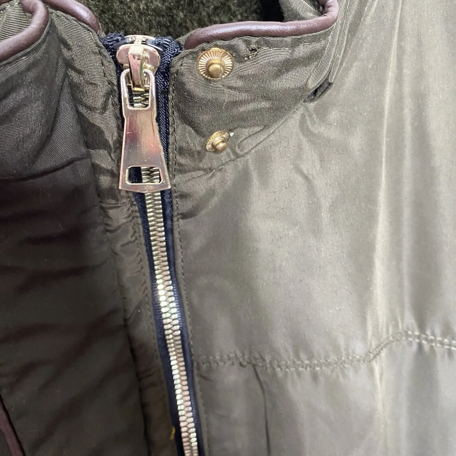 Greenlander Jacket Quilted Full Zip Snap Up Drawstring Green Coat Size Large - Image 4