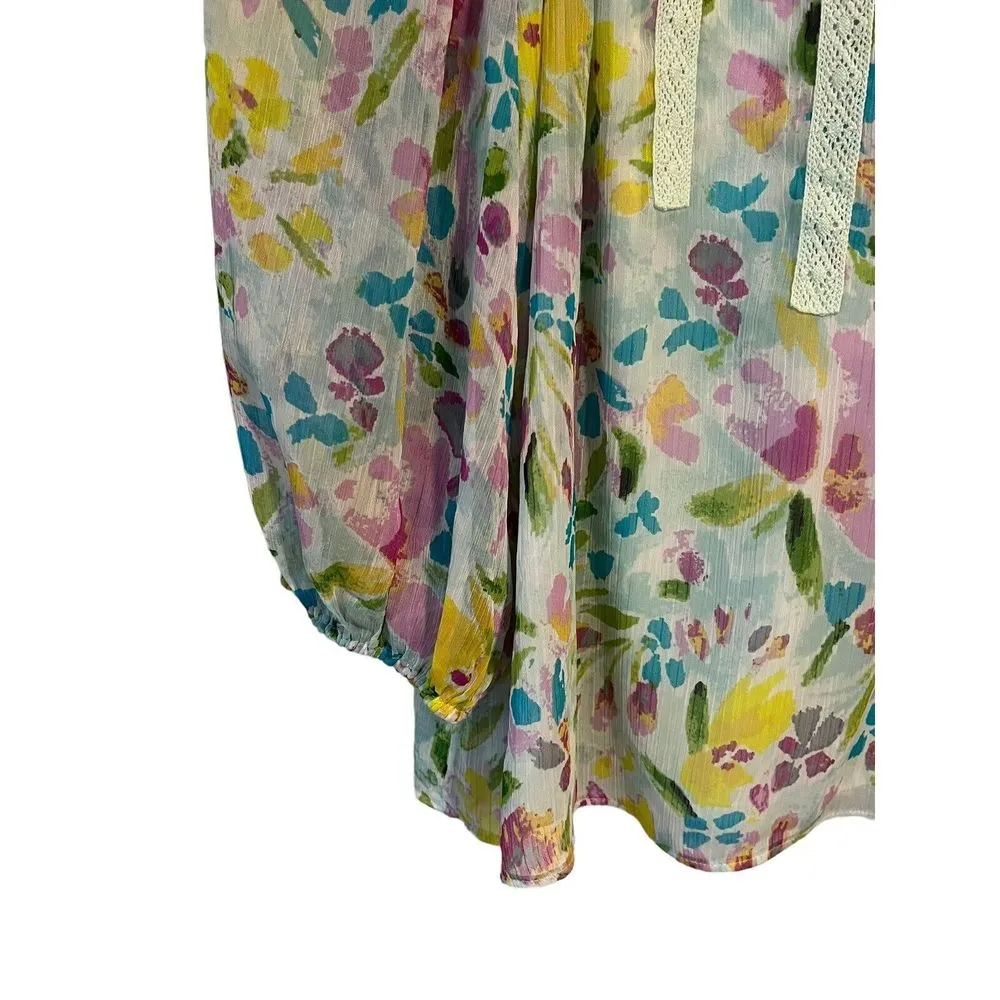 LC Lauren Conrad Shirt Womens PS Petite Small Floral Lace Sheer Top Blouse NEW - Image 4