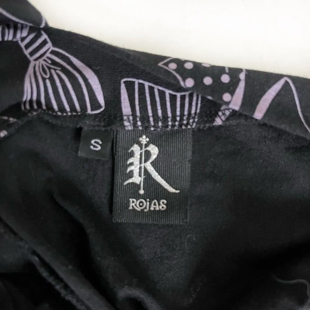 FREDDIE ROJAS Retro 80s Black Purple Bows Inverted Pagoda Mini Dress Size Small - Image 6