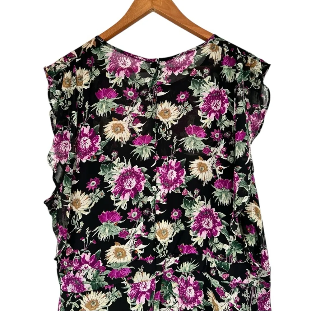 Rachel Rachel Roy Womens Lora Flounce Dress in Black Floral size 14W - Image 7