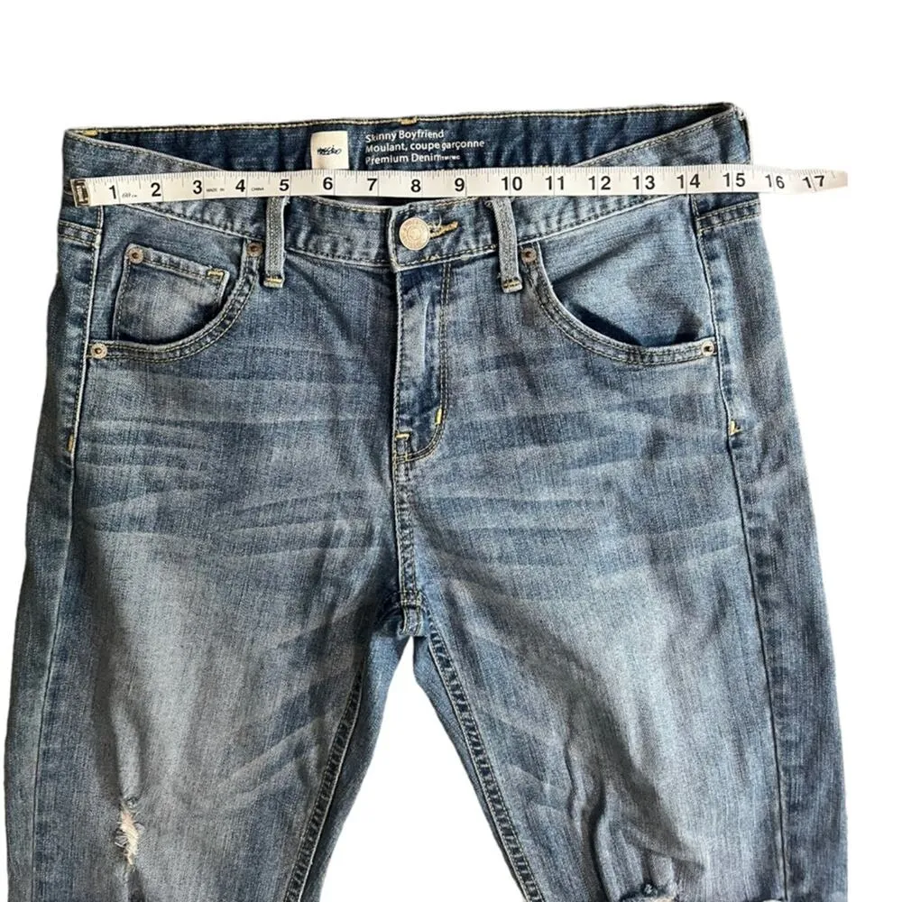 Mossimo Skinny Boyfriend Jeans Women Size 4 Premium Distressed Medium Wash Denim Blue - Image 7