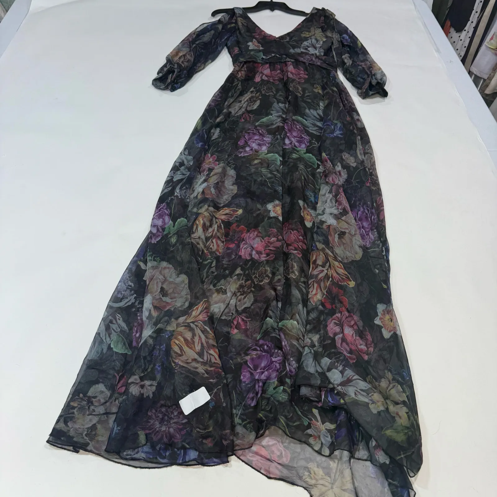 Marchesa Notte Metallic Floral Pleated Gown size 0 Black - Image 9