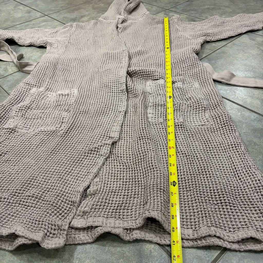 Casamera Women’s Robe 100% Egyptian Cotton Sz L Beige Comfy Lounging Minimalist Tan Size L - Image 12